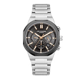 Lee Cooper Men's  Multifunction Watch Gun Dial With Silver Metal Band,LC08263.060